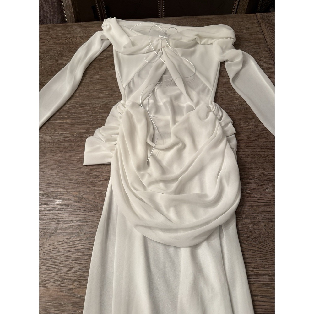 NWT Natalie Rolt Emily Gown White Size 1 (US Size 4) sheer - Picture 4 of 12